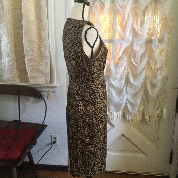 J Crew Womens Animal Print Sleeveless Dress Brown Black Cotton Size 8 - Picture 2 of 4